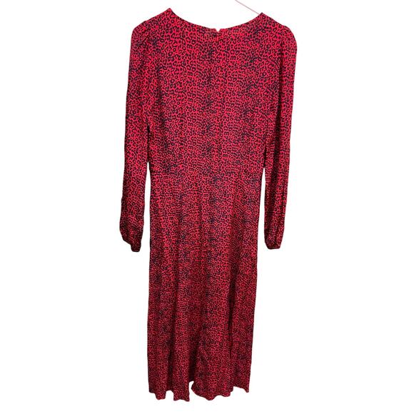 Loft Bright Red Animal Print Slit Midi Dress Size 4 - Picture 5 of 7